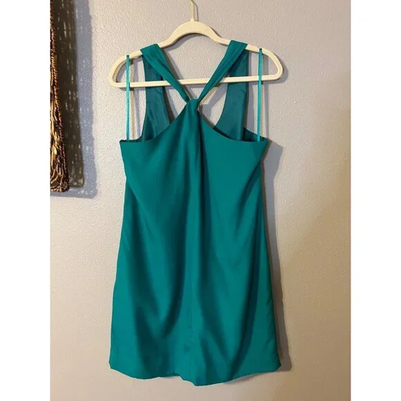 J Crew Dress Kelly Green 12 Faux Silk Racerback Side Zip Shift Sleeveless NWT - Picture 8 of 8